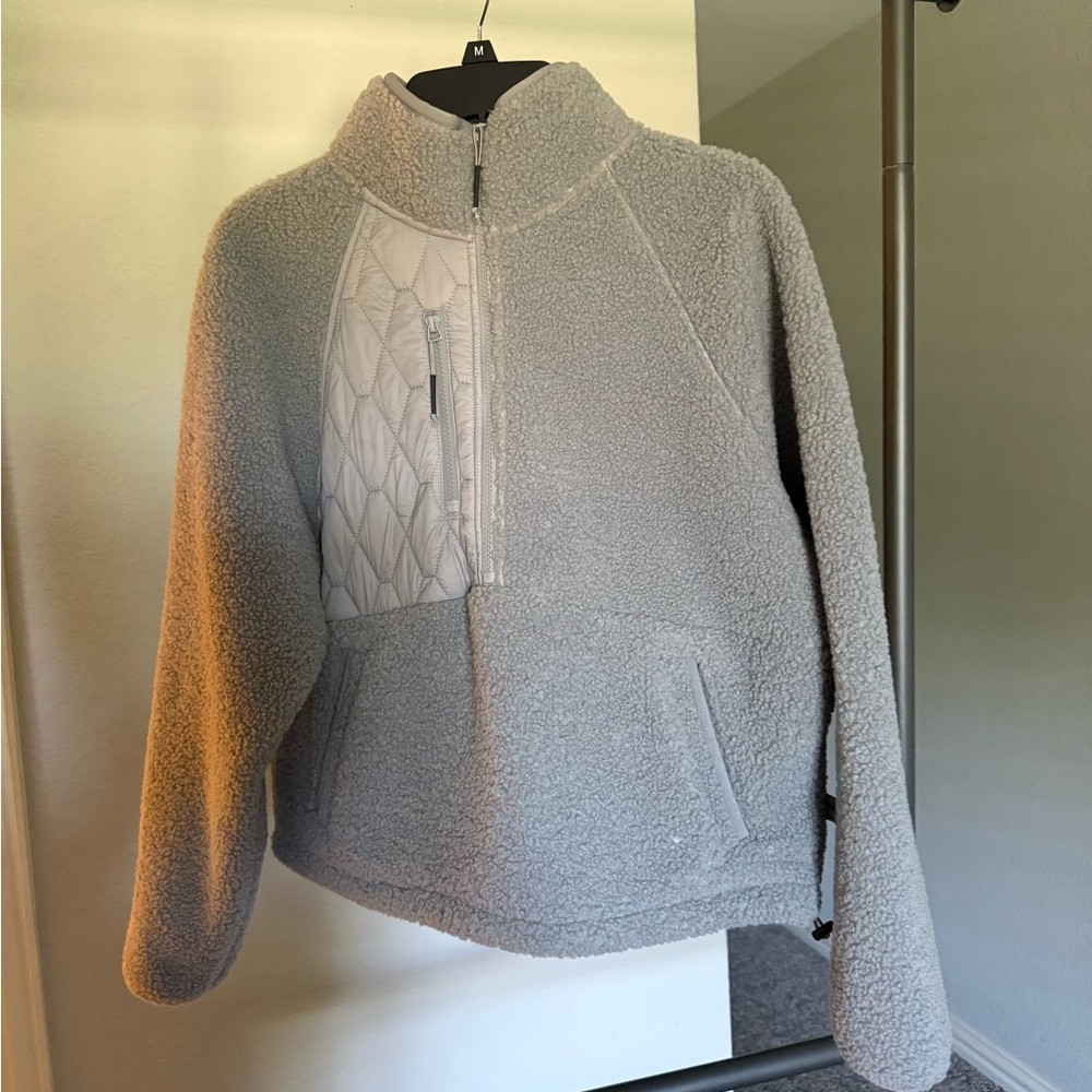 JoyLab Light Gray Sherpa Pullover